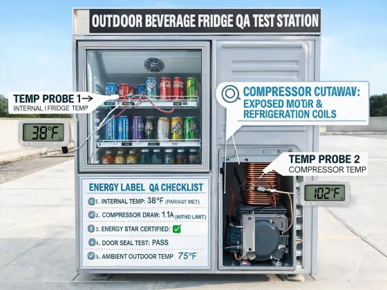 Beverage fridge QA station